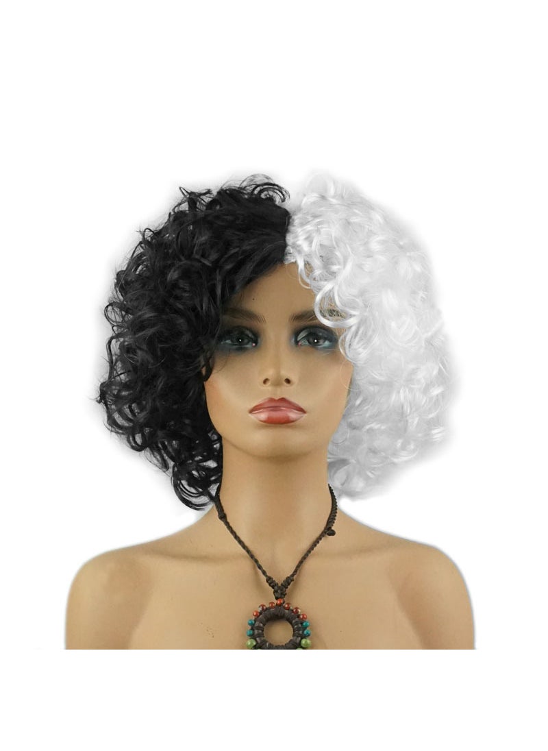 Generic Cruella Dalmatian Cape Scarf Witch Cloak Wig Short necklace  - Image 5