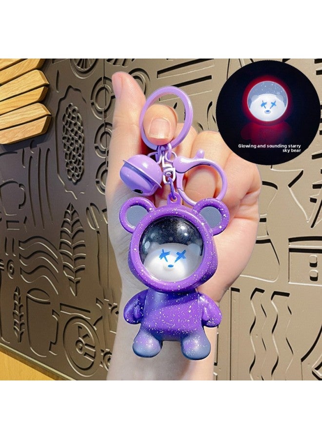 Luminous Backpack Keychain Trendy Lighted Luminous Starry Sky Astronaut Glossy Doll Car Keychain Small Gift 