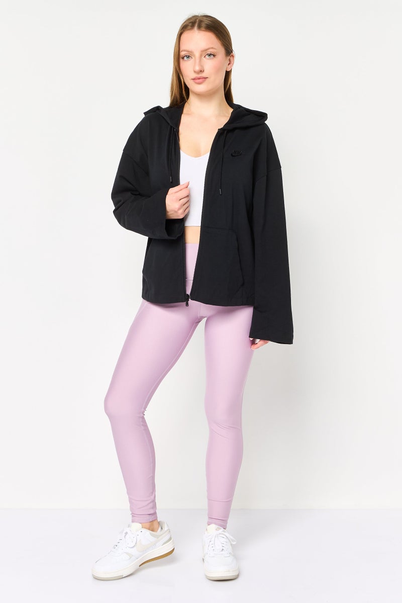 Nike سويت شيرت نسائي فضفاض بأكمام طويلة للخارج، أسود - Image 4