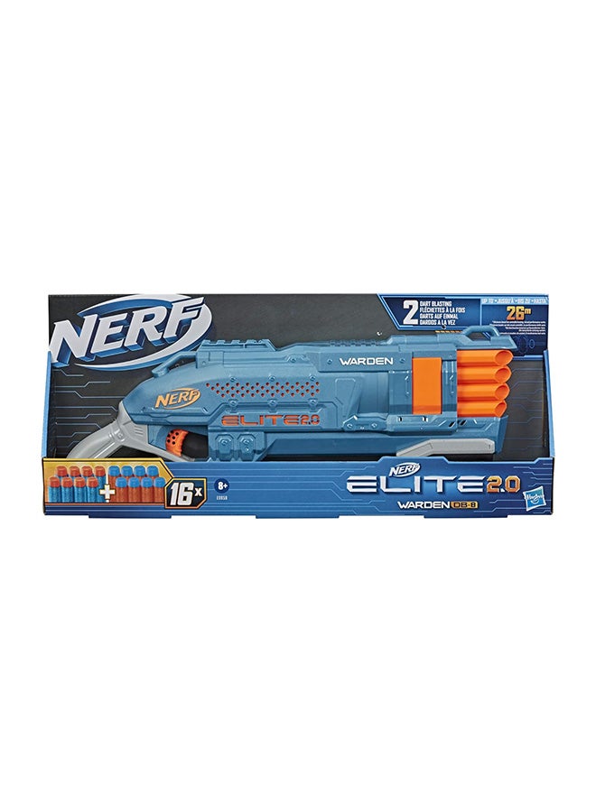 NERF Elite 2.0 Warden Db-8 Motorized Blaster – 16 Official Darts, Blast 2 Darts At Once,6-Dart Clip, Quick Reload, Compatible with N-Strike Tactical Rail Accessories, Ideal for Kids Boys Aged 8+ - Image 3