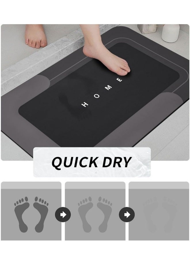 3 Pack Diatom Mud Bath Mat Set, Non-slip Rubber Floor Mats, Extra Soft and Absorbent U-Shaped Toilet Rug, Stain-resistant & Easy to Clean, Suitable For Bath, Office, Laundry, Black (40*60cm+50*60cm+50*80cm) - Image 4