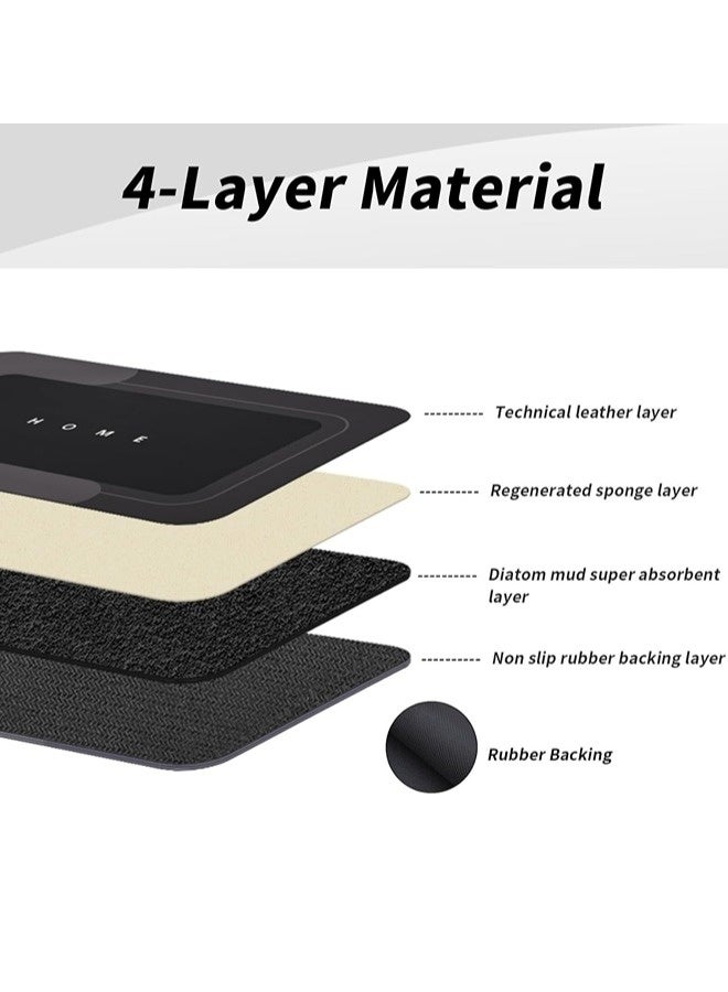 3 Pack Diatom Mud Bath Mat Set, Non-slip Rubber Floor Mats, Extra Soft and Absorbent U-Shaped Toilet Rug, Stain-resistant & Easy to Clean, Suitable For Bath, Office, Laundry, Black (40*60cm+50*60cm+50*80cm) - Image 3