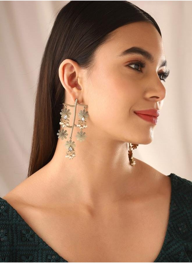 Priyaasi Western Women Brass Earrings with pattern and secured with Post and Back closure and styled in ideal for Western moments — exude elegance in every glance.  - Image 4