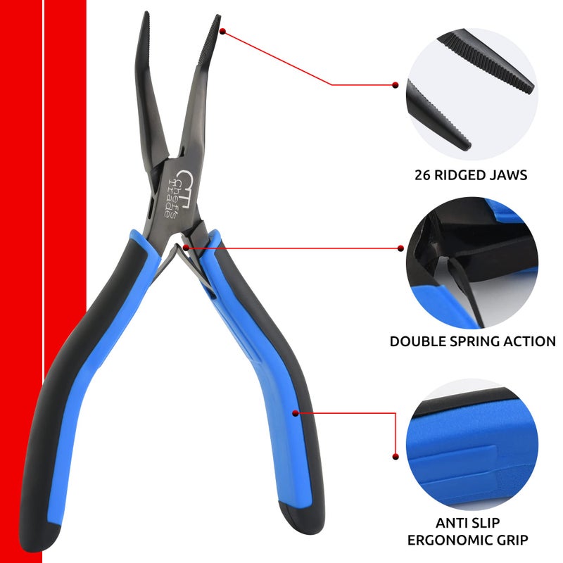 CHEF'S TRADE Fish Bone Pliers/Tweezers Stainless Steel Curved With Non-Slip Grip Black - Image 2