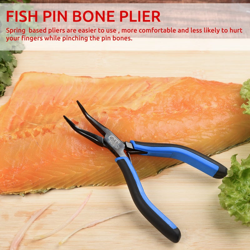CHEF'S TRADE Fish Bone Pliers/Tweezers Stainless Steel Curved With Non-Slip Grip Black - Image 4