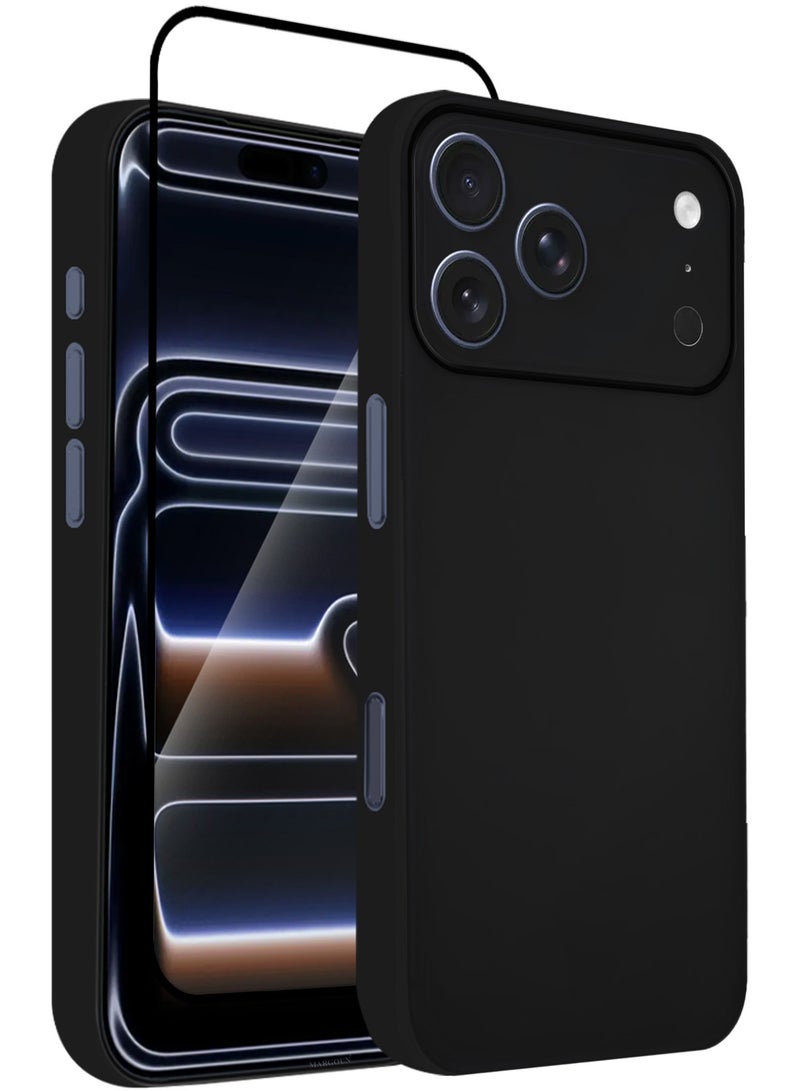 CATANES 2 Packs Air Skin Case Cover for Apple iPhone 17 Pro  - Sturdy Back Cover - Durable Thin Case - Drop Protection Cover with 3D Screen Protector - Black - Image 1