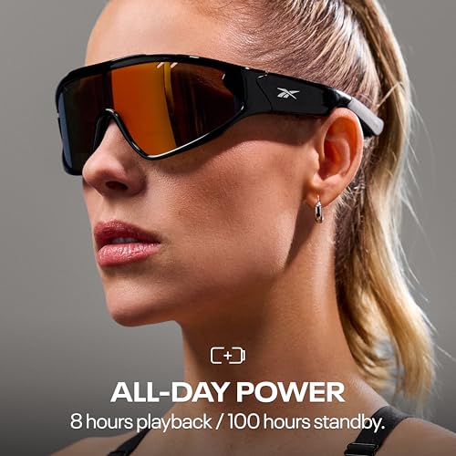 Reebok Voltage Smart Audio Sunglasses, Red Mirror Polarized Lens, Unisex, HiFi Bluetooth Sport Glasses with UV Protection - Powered by Lucyd - Image 4