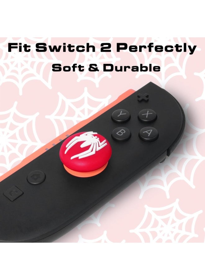 4PCS Spider Style Silicone Thumb Grip Caps for Nintendo Switch 2 – 3D Cartoon Joystick Covers Anti-Slip Joy-Con Controller Buttons (4 Colors) - Image 3
