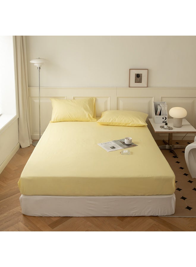 تانجبلب طقم ملاءات استيك سرير سادة 160cm من 3 قطع (2 كيس وسادة + ملاءة واحدة) للفنادق والمنازل والقرى السياحية - Image 3