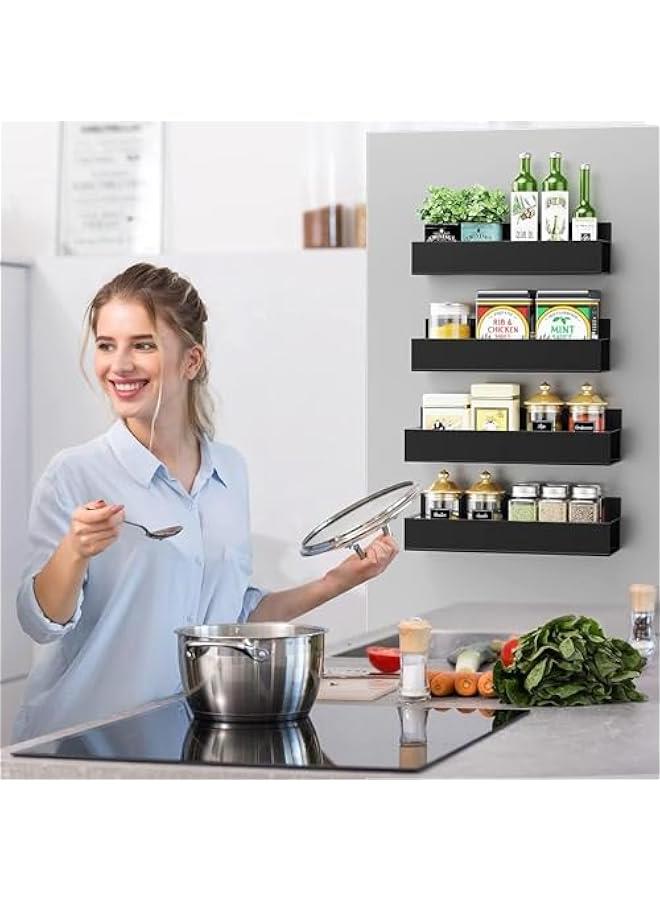 Magnetic Spice Rack for Fridge Side Shelf Organizer,Metal Magnetic Fridge Shelf,Microwave Oven Shelf Magnetic,Refrigerator Organization and Storage,Space Saver Container for Apartment (Type A) - Image 4