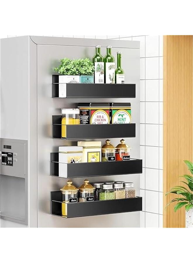 Magnetic Spice Rack for Fridge Side Shelf Organizer,Metal Magnetic Fridge Shelf,Microwave Oven Shelf Magnetic,Refrigerator Organization and Storage,Space Saver Container for Apartment (Type A) - Image 1