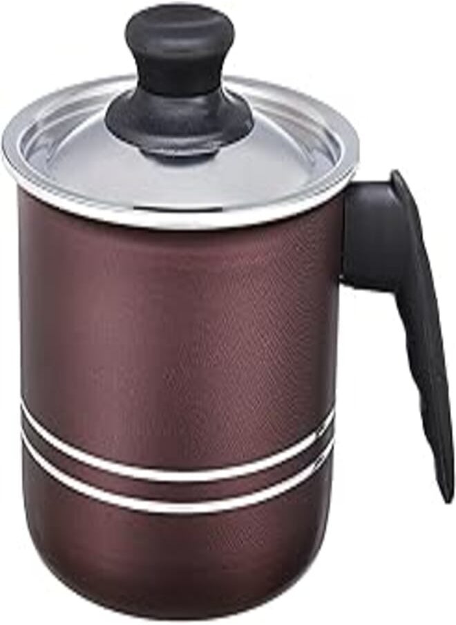 TRUEVAL - Trueval teflon milk pot with handle and lid, size 14 - maroon - Image 1
