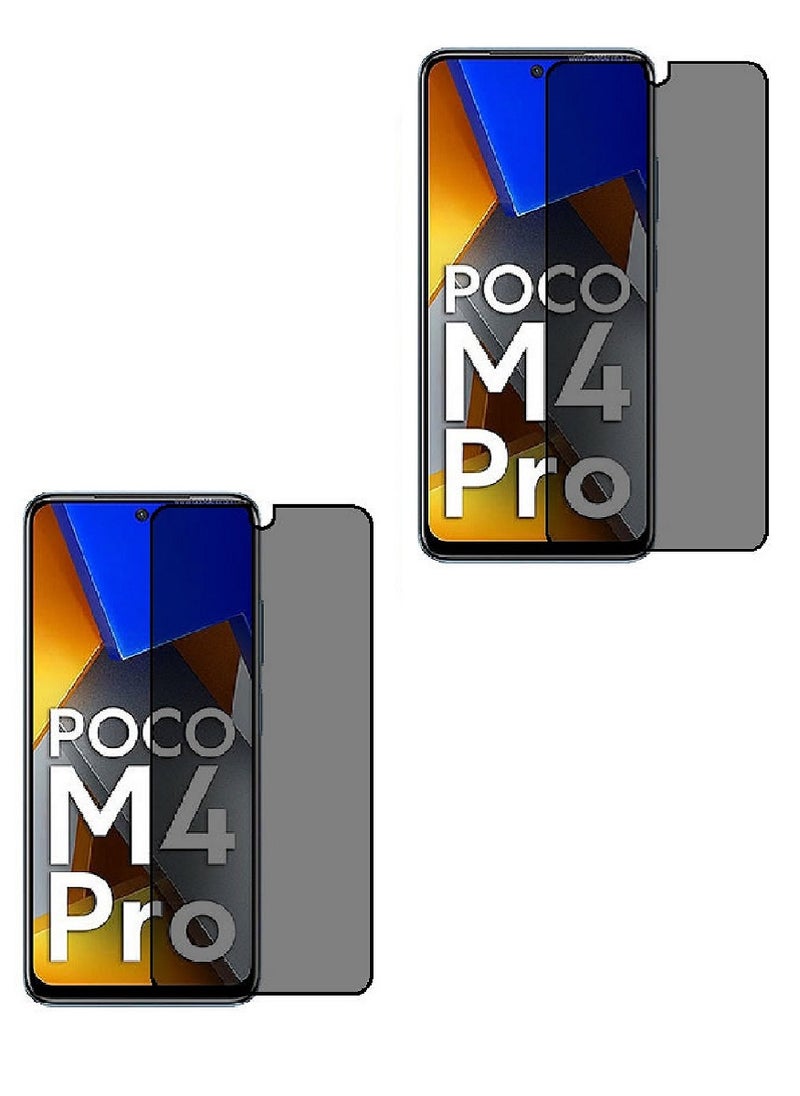 Super 2 Pieces Tempered Glass Screen Protector Anti-Spy Privacy Designed For Xiaomi Poco M4 Pro Full Screen Coverage And Bubble Free - Image 1