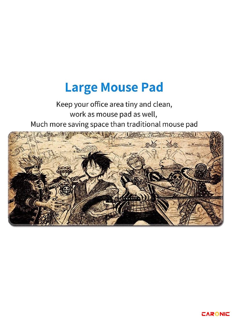 CARONIC - Large Gaming Mouse Pad with Superior Micro Weave Cloth Extended Desk Mousepad with Stitched Edges Non-Slip Base Water Resist Keyboard Pad For Gamer And Office Home One Piece - Image 1