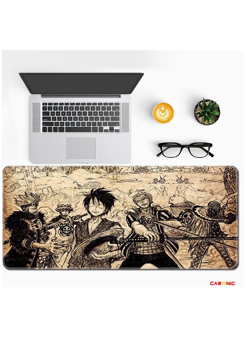 CARONIC - Large Gaming Mouse Pad with Superior Micro Weave Cloth Extended Desk Mousepad with Stitched Edges Non-Slip Base Water Resist Keyboard Pad For Gamer And Office Home One Piece - Image 1