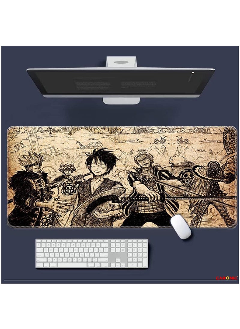 CARONIC - Large Gaming Mouse Pad with Superior Micro Weave Cloth Extended Desk Mousepad with Stitched Edges Non-Slip Base Water Resist Keyboard Pad For Gamer And Office Home One Piece - Image 1