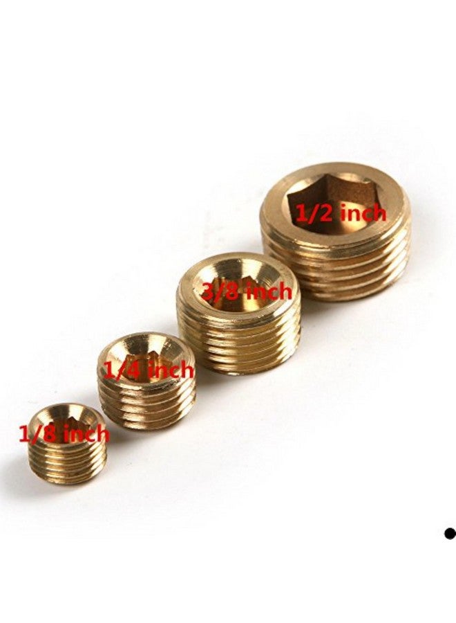 Duofan Duofan 20pcs Brass Pipe Plug 1/8" 1/4" 3/8" 1/2" NPT Plug Internal Hex Thread Socket Fitting Assortment Kit  - Image 2