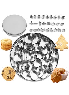 Mini Cookie Cutter Set with Tin Box, 26pcs Number and Geometry Cookie Biscuit Cutters, Stainless Steel Mini Cookie Cutters, Polymer Clay Cutters, and Fruit Cutter for Kids