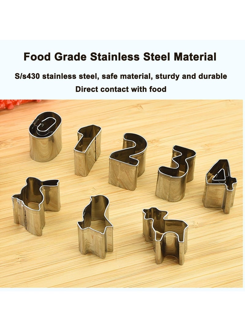 SYOSI - Mini Cookie Cutter Set with Tin Box, 26pcs Number and Geometry Cookie Biscuit Cutters, Stainless Steel Mini Cookie Cutters, Polymer Clay Cutters, and Fruit Cutter for Kids - Image 1