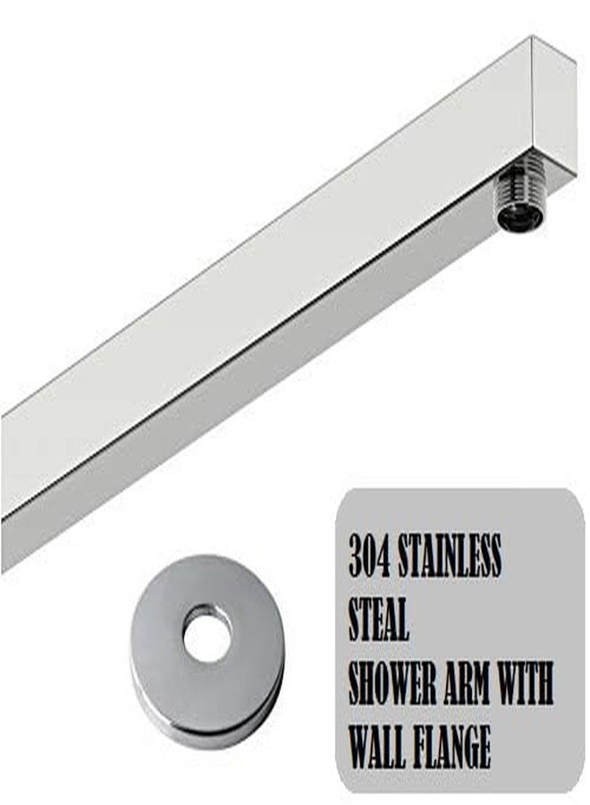 JAGGER JAG205 Premium Grade Stainless Steel Square And Round Shower Arm with Wall Flange, Thread Size 0.5" Inch (SQUARE, 12 INCH) - Image 2
