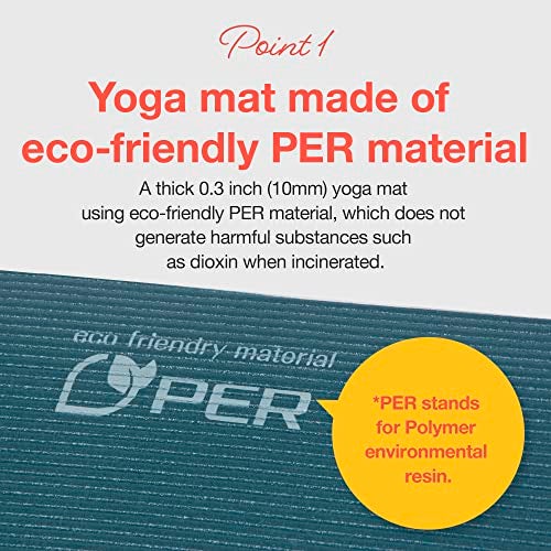Primasole Yoga Mat Eco-Friendly Material 1/2"(10mm) Non-Slip Yoga Pilates Fitness at Home & Gym Twin Color Jango Green/Black PSS91NH075A - Image 2