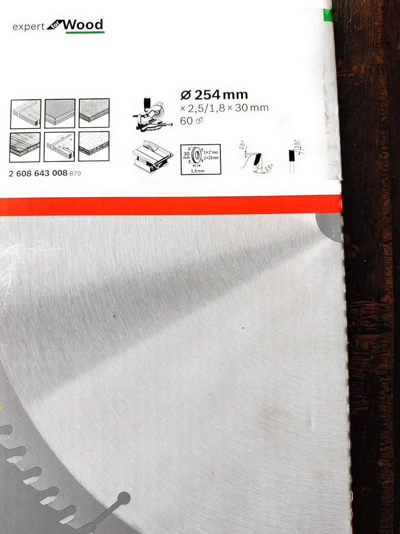 BOSCH Professional Circular Saw Blade For Wood 10'' / 254mm Dia, 30mm Bore, 60 Teeth, Pack Of 1 - Image 3