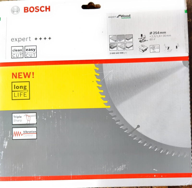 BOSCH Professional Circular Saw Blade For Wood 10'' / 254mm Dia, 30mm Bore, 60 Teeth, Pack Of 1 - Image 1