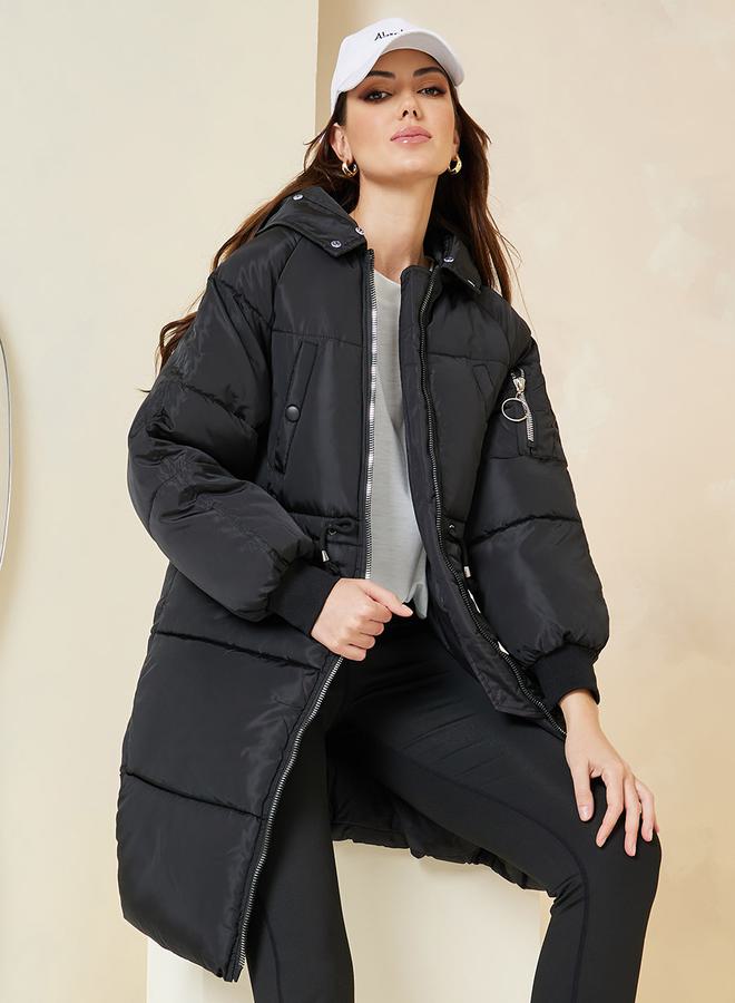 Styli Oversized Knee Length Hooded Padded Coat - Image 1