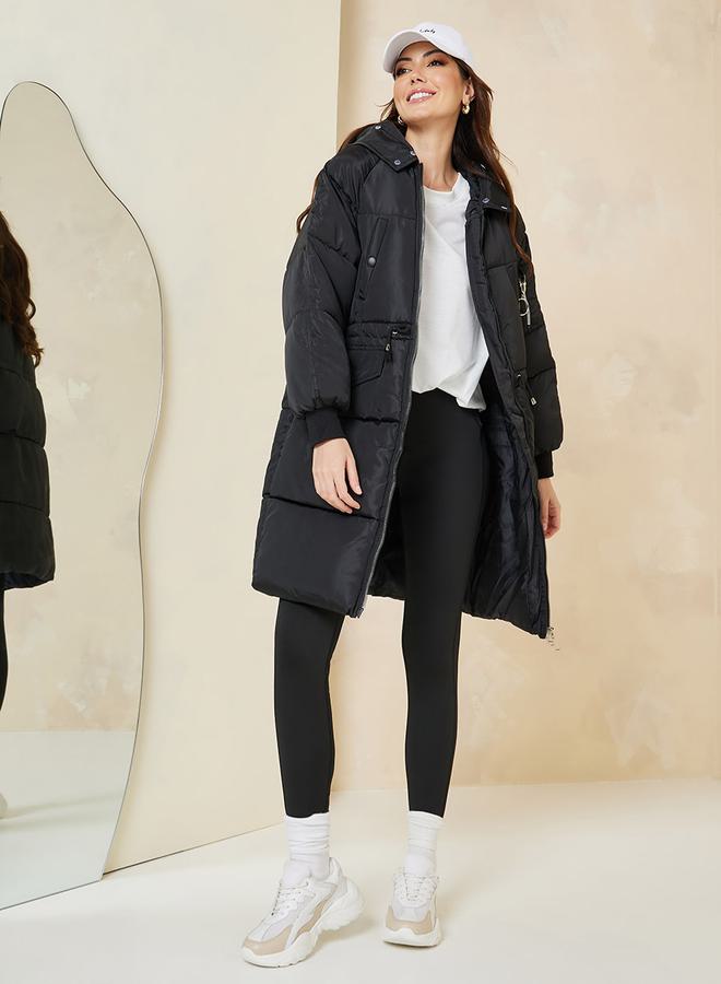 Styli Oversized Knee Length Hooded Padded Coat - Image 2