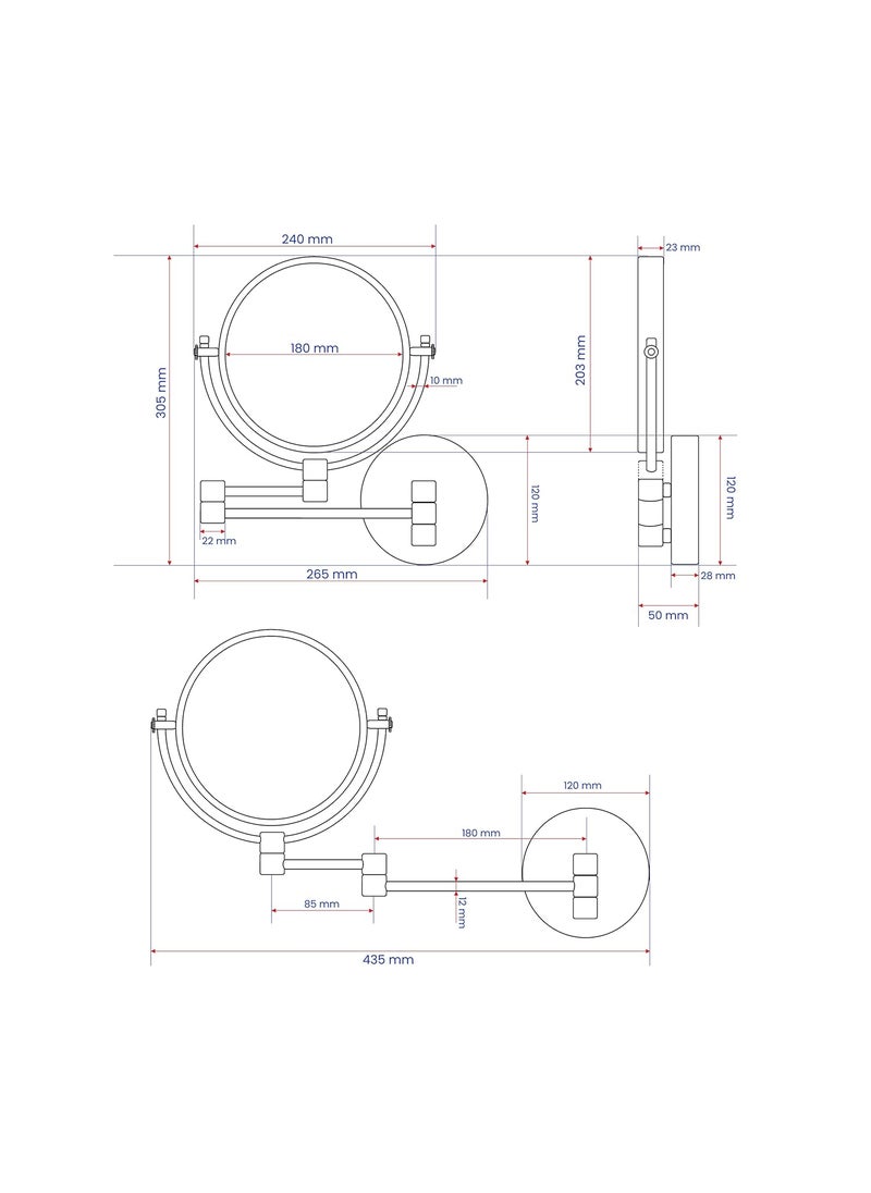 DOLPHY DOLPHY Wall Mounted 3X1X DoubleSided Magnification 8 Inch Vanity Magnifying Mirror  - Image 3