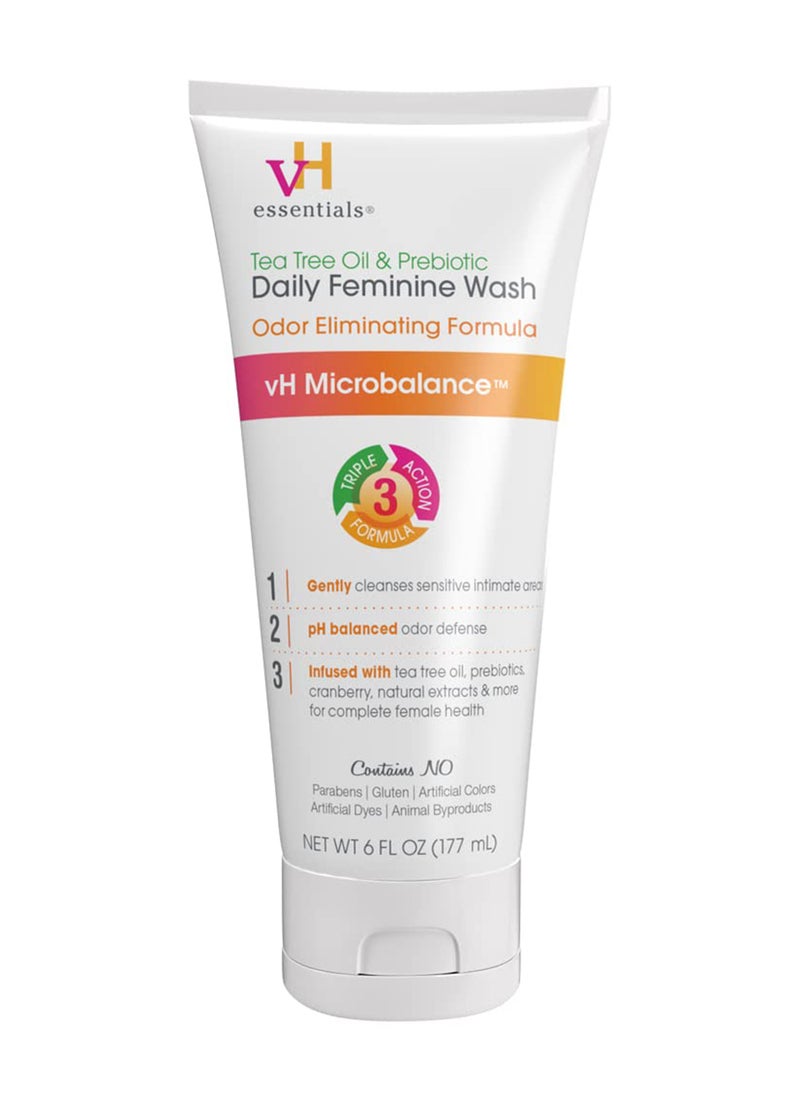 vH Essentials - Pack of 1 Ph Balanced Daily Feminine Wash, Tea Tree Oil And Prebiotic, 6 Fl Oz - Image 1