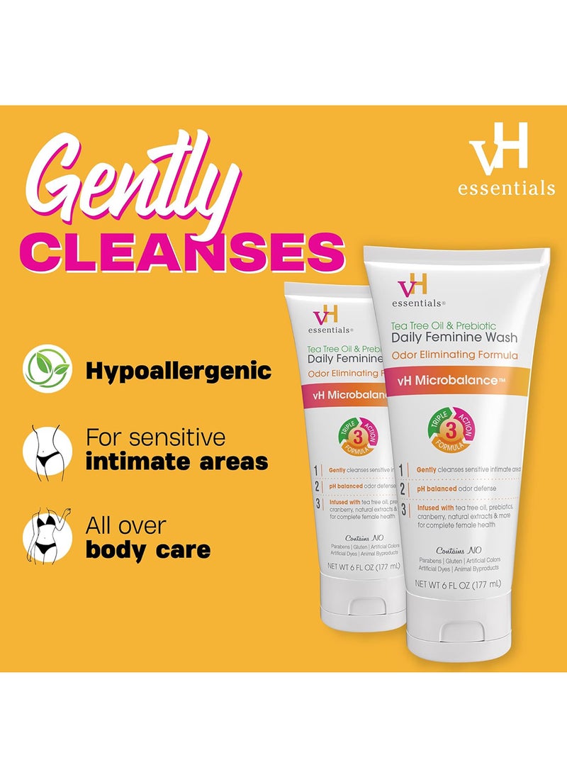 vH Essentials - Pack of 1 Ph Balanced Daily Feminine Wash, Tea Tree Oil And Prebiotic, 6 Fl Oz - Image 1