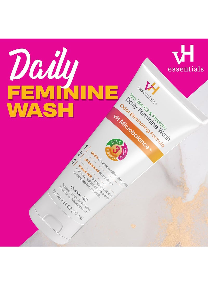 vH Essentials - Pack of 1 Ph Balanced Daily Feminine Wash, Tea Tree Oil And Prebiotic, 6 Fl Oz - Image 1