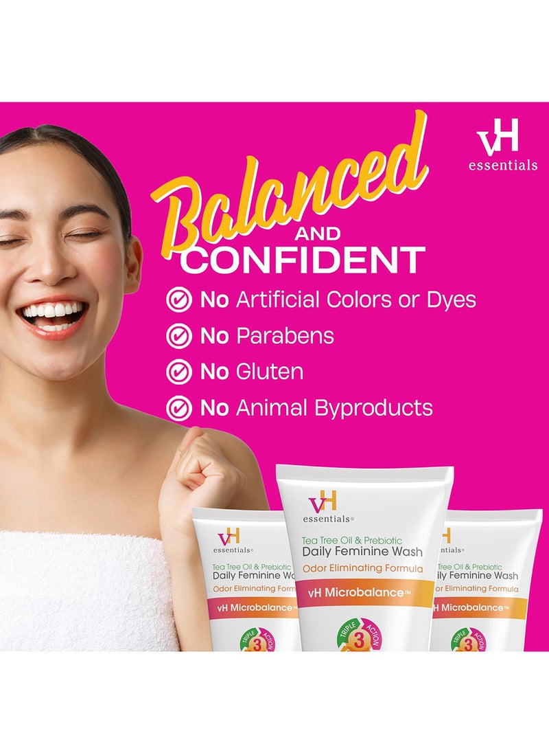 vH Essentials - Pack of 1 Ph Balanced Daily Feminine Wash, Tea Tree Oil And Prebiotic, 6 Fl Oz - Image 1