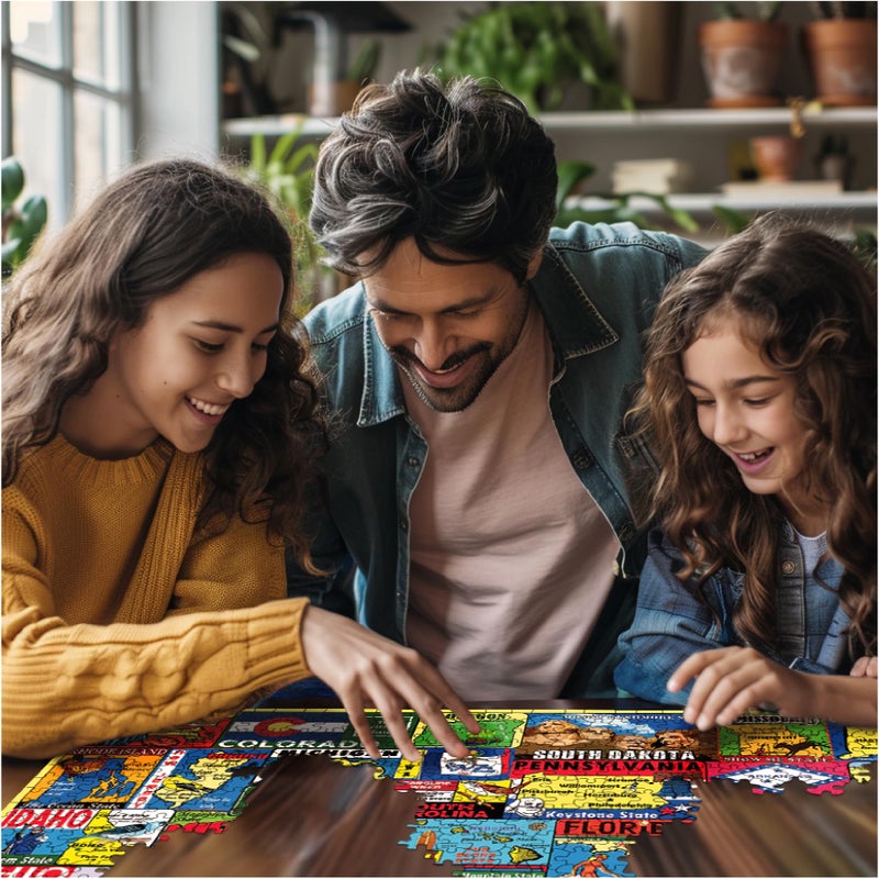 White Mountain 1000 Piece Jigsaw Puzzle Vintage States Collage Puzzles with Large Pieces for Adults and Family 24"x30" - State Travel Stickers - Image 4