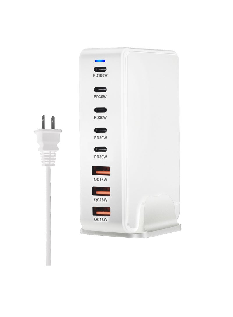 AROAQ 240W Gan USB Type C Fast Charger, Multiple Use 8 Ports PD QC4.0 Laptop Charger, Safe And Durable Desktop Charger Compatible for Macbook Pro/Air/Ipad Pro/Iphone, (240w US Standard, White) - Image 1