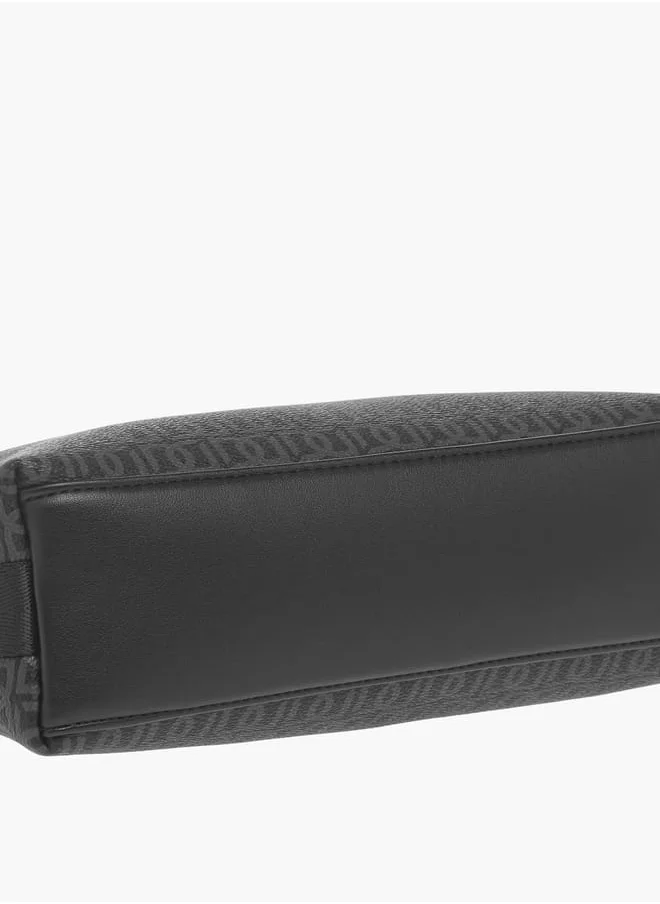 DUCHINI Mens Monogram Print Pouch With Zip Closure And Side Release Buckle Detail