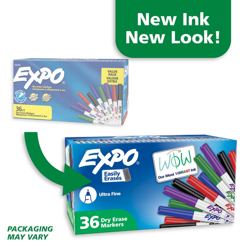 EXPO Dry Erase Markers, Low Odor Ink, Ultra Fine Tip, 36 Count - For Whiteboards, Home, Office Essentials, School, Teacher Supplies - Image 3