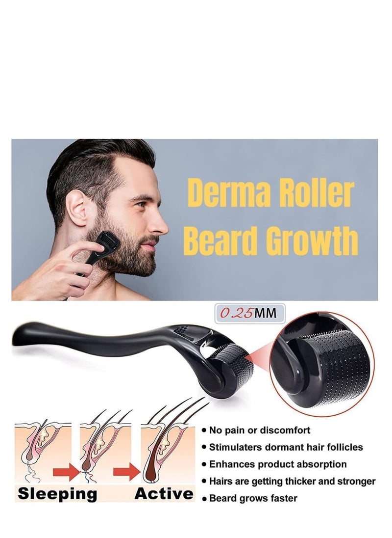 East Moon Beard Growth Kit-With Beard Derma Roller For Growth & Natural Ingredients Beard Growth Serum-Beard Grooming Kit For Men-Beard Kit For for Beard Rapid Growth and Thickening 60ml  - Image 2