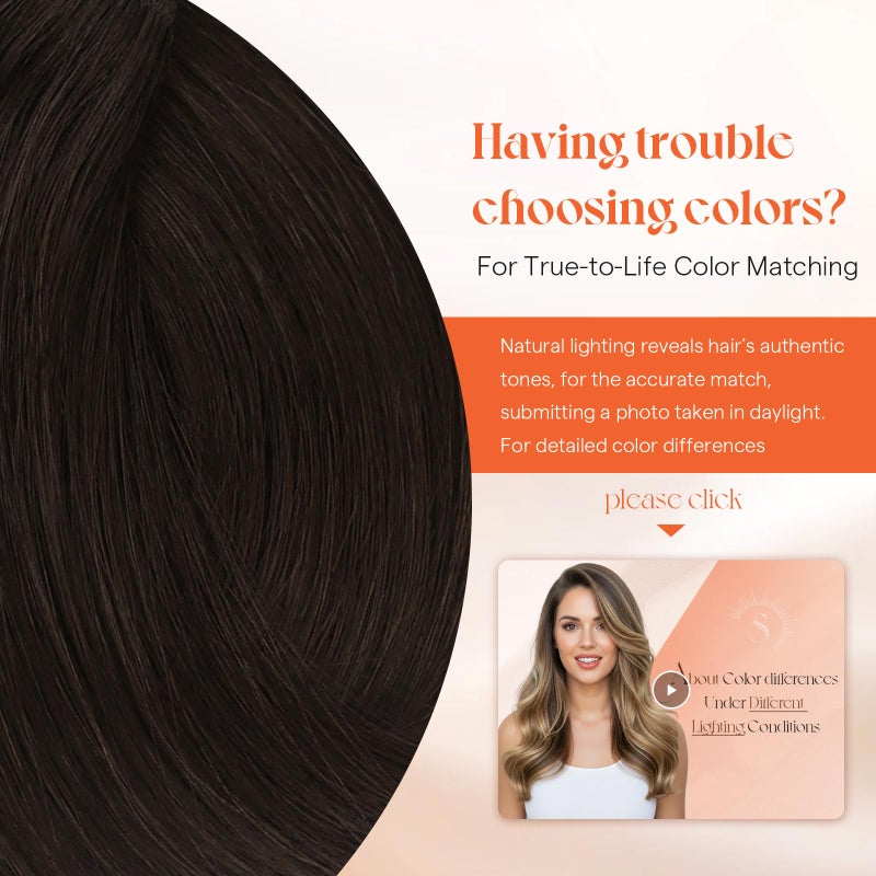 Sunny Hair مشابك شعر مشبك في وصلات شعر مستقيمة شعر إنساني مشبك في وصلات شعر ريمي مشبك في وصلات شعر إنسانية حقيقية مشابك شعر بني داكن 18 بوصة - Image 5