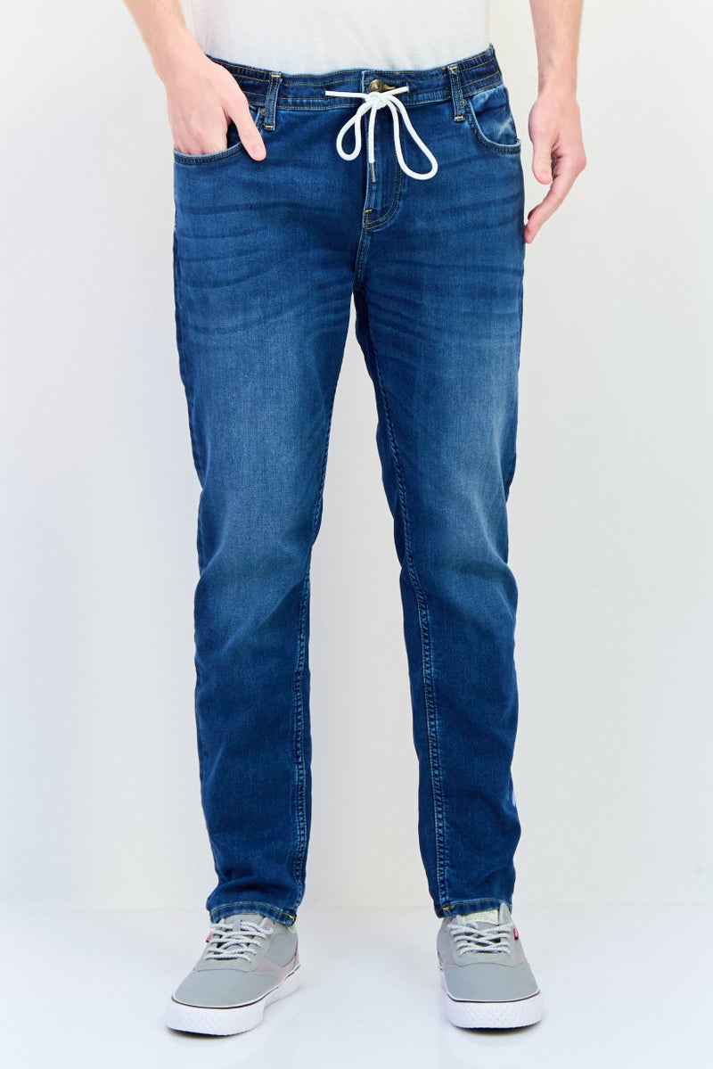 Celio Men Slim Fit Washed Stretchable Straight Leg Jeans, Navy - Image 1