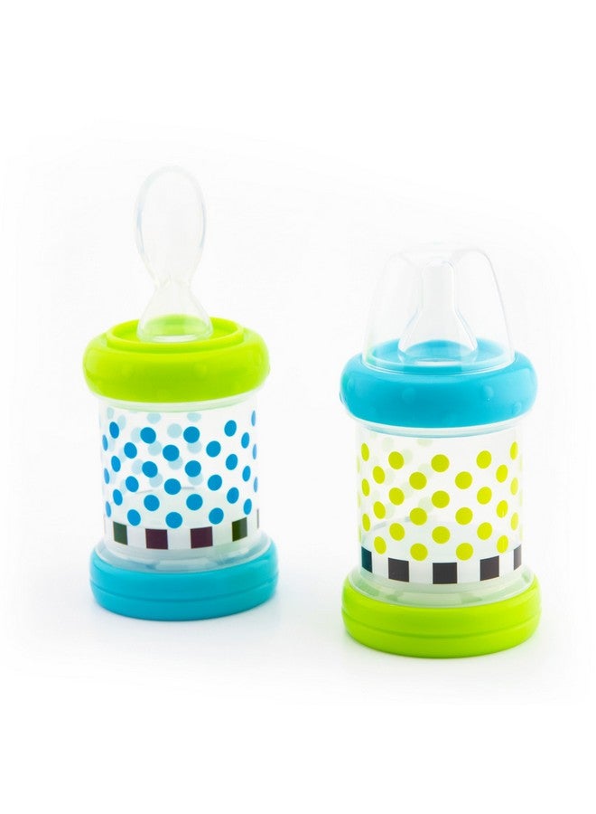 Sassy Baby Food Nurser 4+ Months Set Of 2 4Oz 100% Silicone Nipple And Spoon Bpafree - Image 1