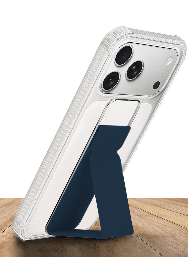 MARGOUN Finger Grip Clear Case Cover for iPhone 17 Pro Max - Kickstand Car Magnetic Holder Multi-function Protective Two-in-one Case - Dark Blue-1 - Image 2