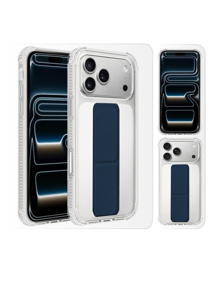 MARGOUN Finger Grip Clear Case Cover for iPhone 17 Pro Max - Kickstand Car Magnetic Holder Multi-function Protective Two-in-one Case - Dark Blue-1 - Image 4