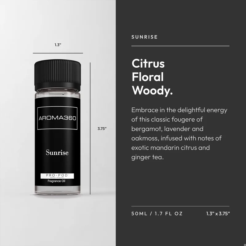 Aroma360  Sunrise Pro-Pod Oil Blend - Hotel Inspired for Luxury Essential Oil Diffusers - Aromatherapy Scent Diffuser Oil - Grapefruit, Tangerine, and Ginger - 50 mL, 1.7 fl oz  | Best Price UAE