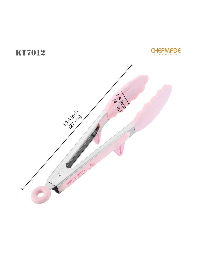 chefmade Hello Kitty Food Tong 10.6 Inch Stainless Steel Silicone Tong with Non Slip Grip - Image 2
