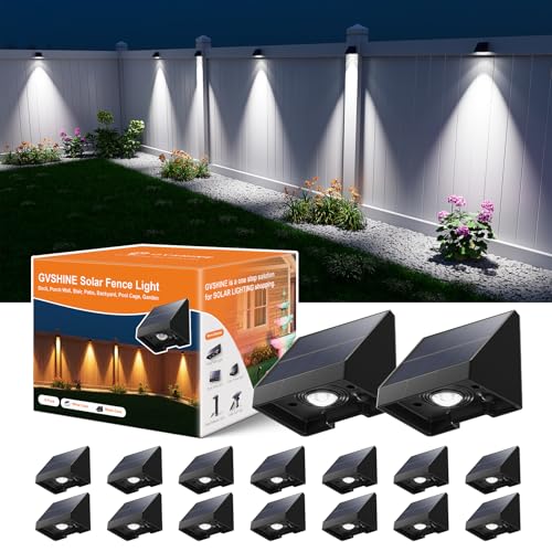 GVSHINE 16 Pack Bright Sun Power Fence Lights Outdoor Waterproof with Cool White LED Spot for Exterior Door Deck Step Yard Railing Porch Pool Cage Modern Designed for Enhanced Security Easy Mounting - Image 1