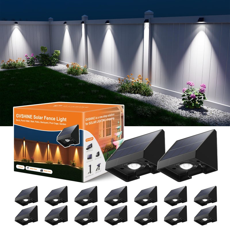 GVSHINE 16 Pack Bright Sun Power Fence Lights Outdoor Waterproof with Cool White LED Spot for Exterior Door Deck Step Yard Railing Porch Pool Cage Modern Designed for Enhanced Security Easy Mounting - Image 2