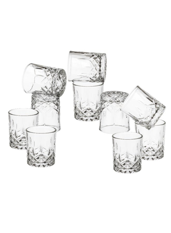 لومينارك طقم كاسات زجاج فاخرة 12 قطعة – ارتفاع 6 سم | تصميم كريستالي أنيق لتقديم القهوة والمشروبات الصغيرة ☕✨ - Image 5