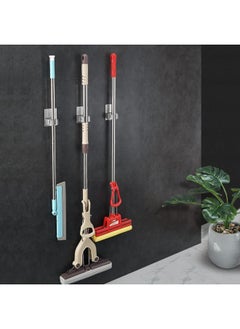 SHOWAY 4 PCS Mop Holder Broom Clips Wall Mount Reusable No Drilling Gripper Super Anti-Slip Self Adhesive Heavy Duty Stainless Steel for Home Office Kitchen Closet Garden Bathroom Wardrobe  - Image 2